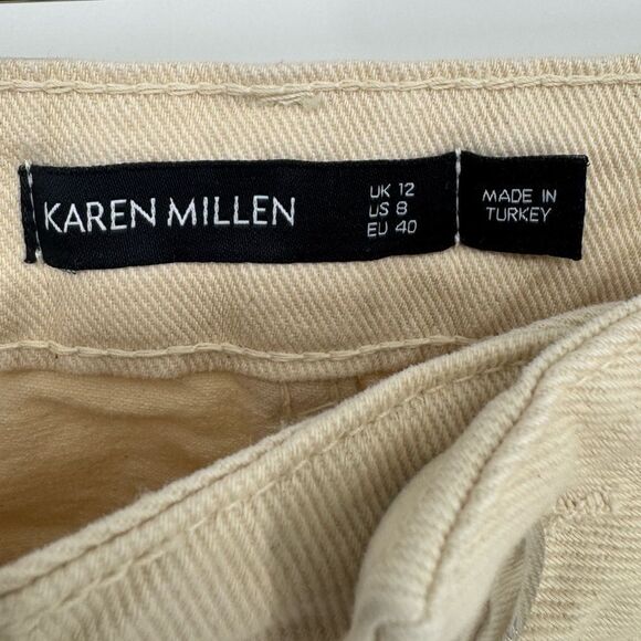 Karen Millen Wide Leg Jeans in Cream‎ Sz 8 NWOT - Picture 4 of 6